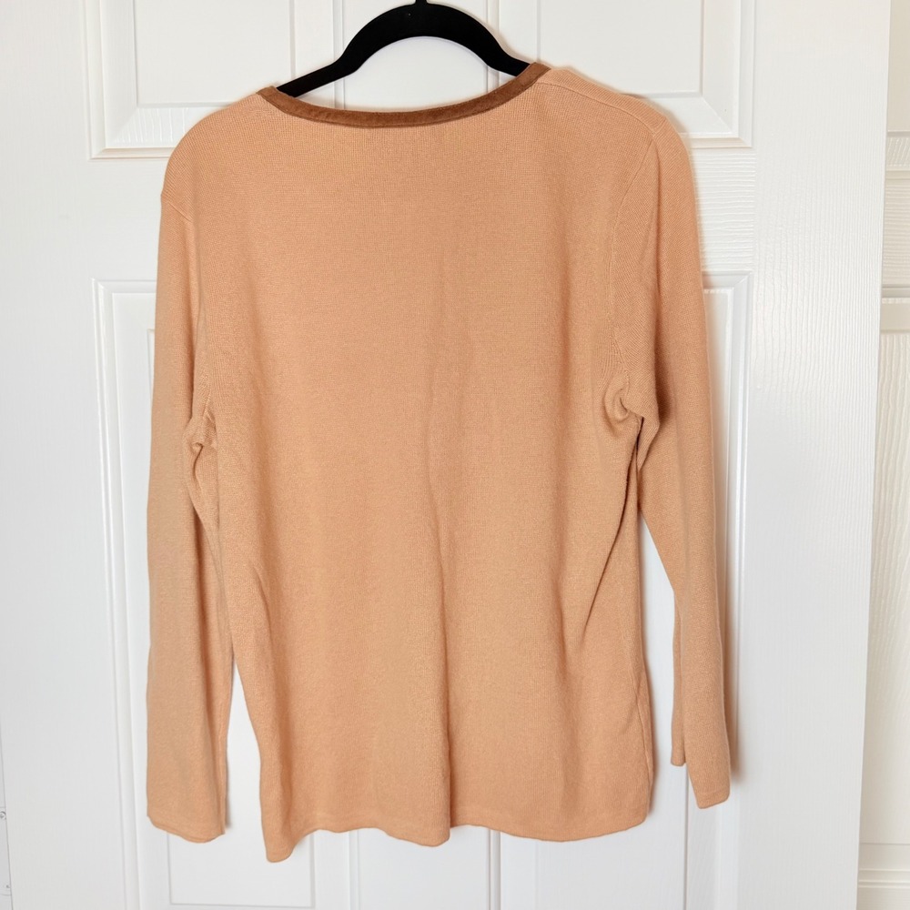 NWT Lauren Ralph Lauren Women's Briwn Knit V-Neck Long Sleeve Sweater Size L - Picture 4 of 4